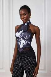 Sapphire Lace Halter Neck Backless Top